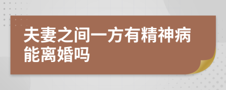 夫妻之间一方有精神病能离婚吗