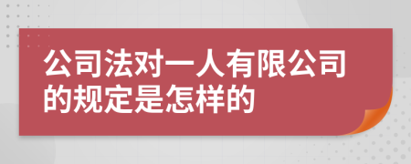 公司法对一人有限公司的规定是怎样的