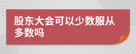 股东大会可以少数服从多数吗