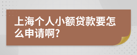 上海个人小额贷款要怎么申请啊?