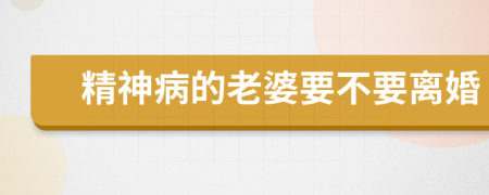精神病的老婆要不要离婚