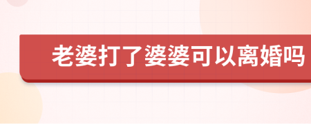 老婆打了婆婆可以离婚吗