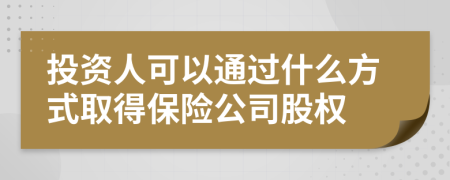 投资人可以通过什么方式取得保险公司股权