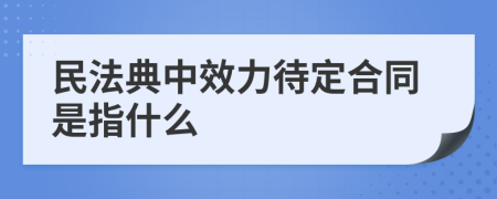 民法典中效力待定合同是指什么