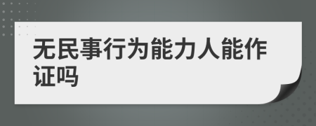 无民事行为能力人能作证吗