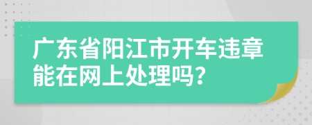 广东省阳江市开车违章能在网上处理吗？