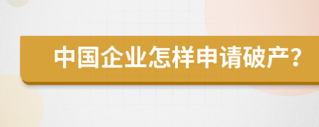 中国企业怎样申请破产？