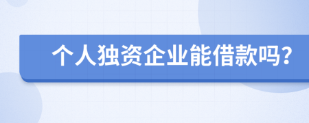 个人独资企业能借款吗？