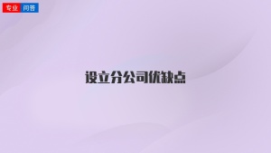 设立分公司优缺点