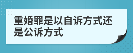 重婚罪是以自诉方式还是公诉方式