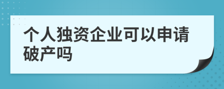 个人独资企业可以申请破产吗