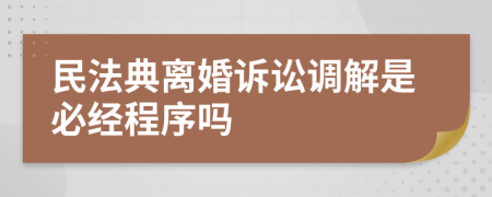 民法典离婚诉讼调解是必经程序吗