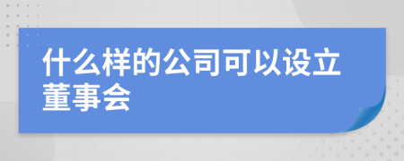 什么样的公司可以设立董事会