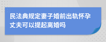 民法典规定妻子婚前出轨怀孕丈夫可以提起离婚吗