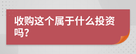 收购这个属于什么投资吗？