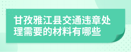 甘孜雅江县交通违章处理需要的材料有哪些