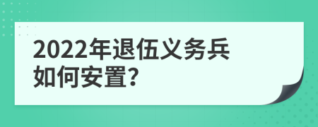 2022年退伍义务兵如何安置？