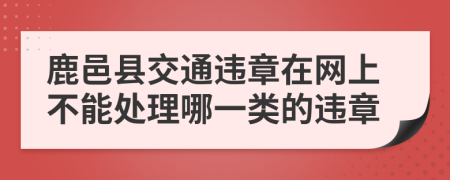 鹿邑县交通违章在网上不能处理哪一类的违章