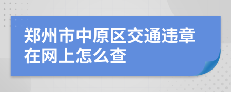 郑州市中原区交通违章在网上怎么查