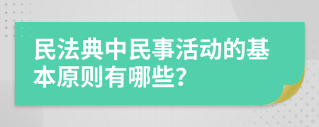 民法典中民事活动的基本原则有哪些？