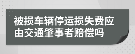 被损车辆停运损失费应由交通肇事者赔偿吗