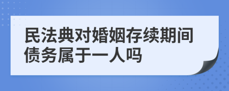 民法典对婚姻存续期间债务属于一人吗