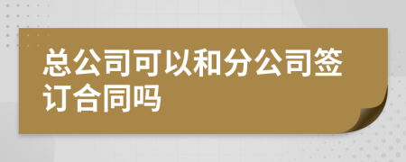 总公司可以和分公司签订合同吗