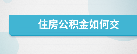 住房公积金如何交