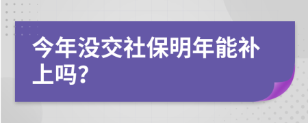 今年没交社保明年能补上吗？