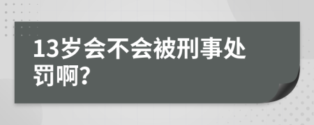 13岁会不会被刑事处罚啊？