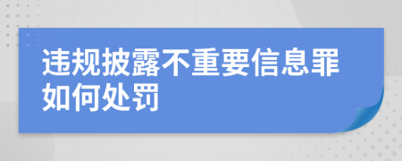 违规披露不重要信息罪如何处罚