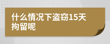 什么情况下盗窃15天拘留呢