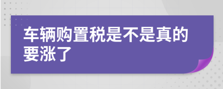 车辆购置税是不是真的要涨了