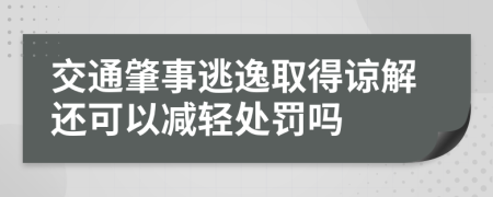 交通肇事逃逸取得谅解还可以减轻处罚吗