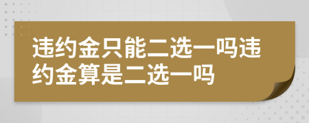 违约金只能二选一吗违约金算是二选一吗