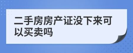 二手房房产证没下来可以买卖吗