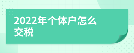 2022年个体户怎么交税