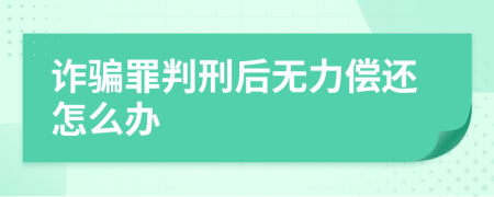 诈骗罪判刑后无力偿还怎么办