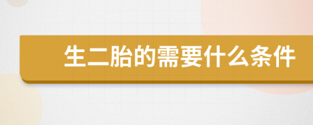 生二胎的需要什么条件