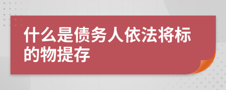 什么是债务人依法将标的物提存