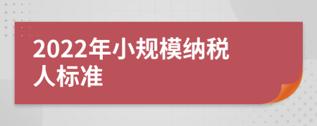 2022年小规模纳税人标准