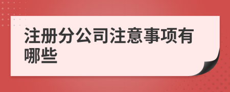 注册分公司注意事项有哪些