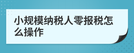 小规模纳税人零报税怎么操作