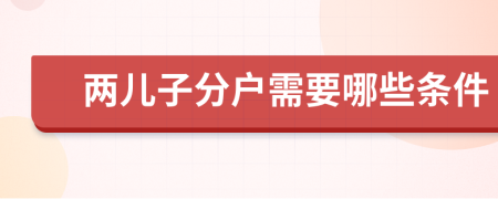 两儿子分户需要哪些条件