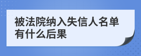 被法院纳入失信人名单有什么后果