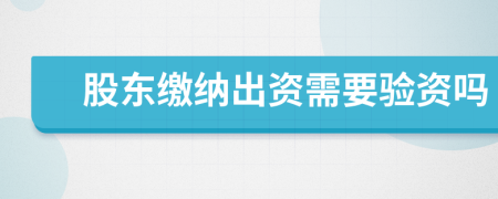 股东缴纳出资需要验资吗