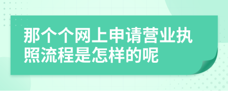 那个个网上申请营业执照流程是怎样的呢