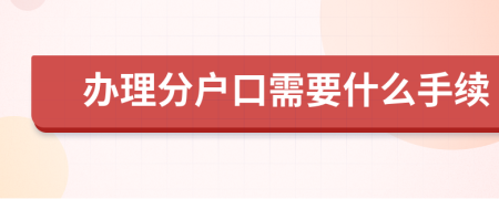 办理分户口需要什么手续