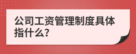 公司工资管理制度具体指什么？