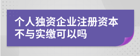 个人独资企业注册资本不与实缴可以吗